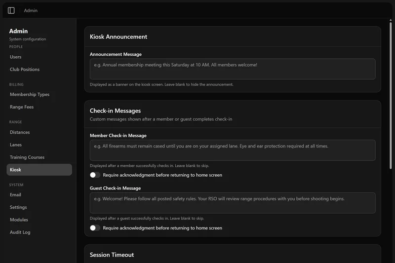 Range Warden kiosk completion screen